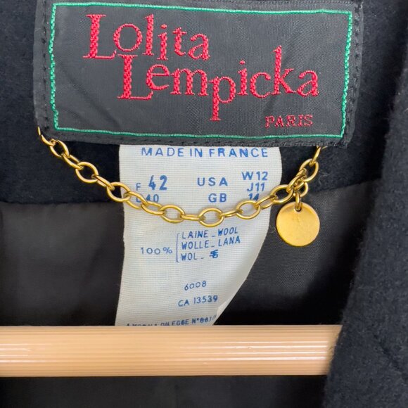 LOLITA LEMPICKA Wool Blazer Jacket With Multicolor Stones Buckle - Picture 6 of 7